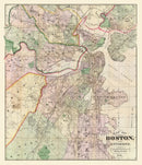 Vintage Map of Boston, Massachusetts 1874