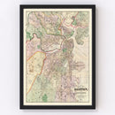 Vintage Map of Boston, Massachusetts 1874