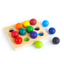 12 Pcs Rainbow Wooden Balls with Tray – Primary Colors (1.4” Diameter)