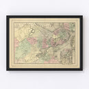 Vintage Map of Boston, Massachusetts 1886