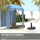 5.9' x 5.9' Portable Beach Umbrella, Ruffled Outdoor Cabana with Walls, Vents, Sandbags, Carry Bag, Blue & White Stripe