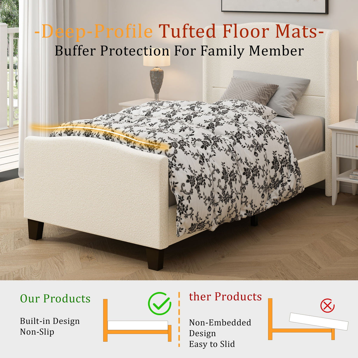 Platform Bed Frame With Tall Headboard And High Footboard, photo 32 of 40