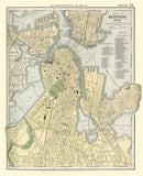 Vintage Map of Boston, Massachusetts 1891