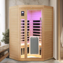 Low Emf Front Door With Heating Panel 2 Persons Hemlock Far Infrared Corner Indoor Sauna Room - Natural by HouseOfZazla