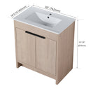 30 Inch Freestanding Bathroom Vanity with White Ceramic Sink & 2 Soft-Close Cabinet Doors