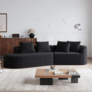 Upholstered Oversized Sectional Sofa, 4 Seater Extra Deep & Wide Seat Curved Cloud Couch With 4 Throw Pillows, Free Combination Living Room - Black by HouseOfZazla