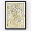 Vintage Map of Boston, Massachusetts 1891