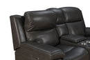 Leon - Power Console Loveseat Recliner With Power Headrest, Power Lumbar, Heat And Massage - Smokey Gray