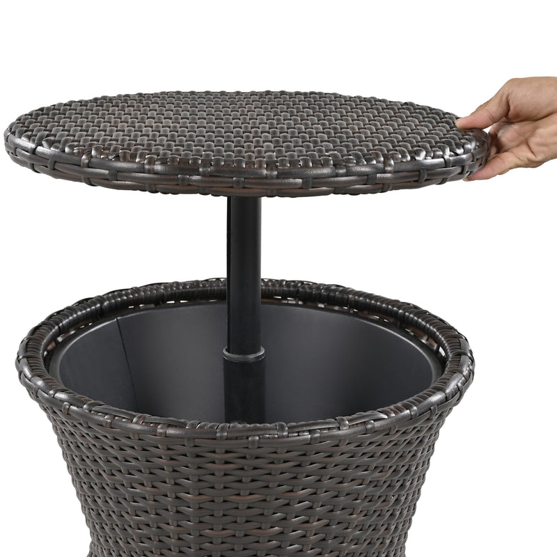 5 Pieces Patio Furniture Chair Sets, Patio Conversation Set With Wicker Cool Bar Table, Ottomans,Outdoor Furniture Bistro Sets for Porch,Backyard,Balcony,Poolside Black&Beige