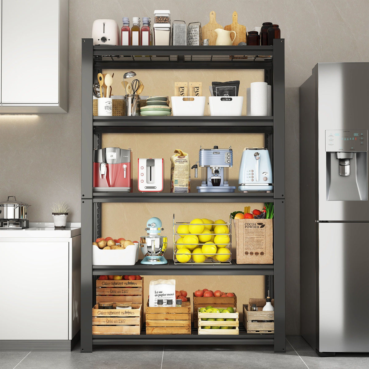 Heavy Duty 5 Tier Adjustable Metal Mesh Storage Rack With 2000 Lbs Capacity - Brushed Nickel, photo 7 of 19