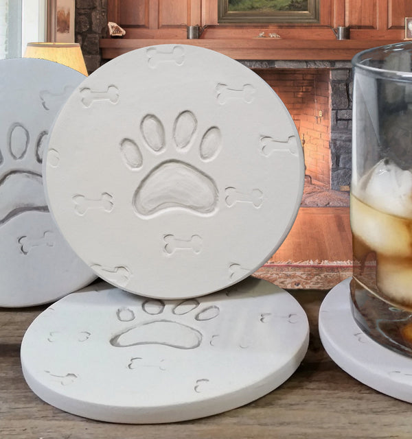 Dog Paw Drink Coasters, installed in a room