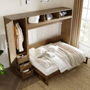 Full Size Murphy Bed With Wardrobe, Drawers, And Open Shelves - Wood by HouseOfZazla