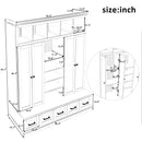 U-Can 78.7''H Hall Tree with Bench and 5 Storage Cubbies, Modern Entryway Storage Organizer Cabinet with 4 Doors, 5 Drawers and Adjustable Shelves for Hallway, Entryway, Living Room