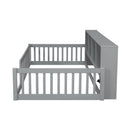 Twin Long Floor Bed With Storage Cabinets And USB Ports - Gray by HouseOfZazla