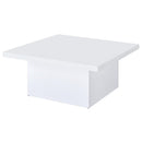 Devar Square Engineered Wood Coffee Table White High Gloss