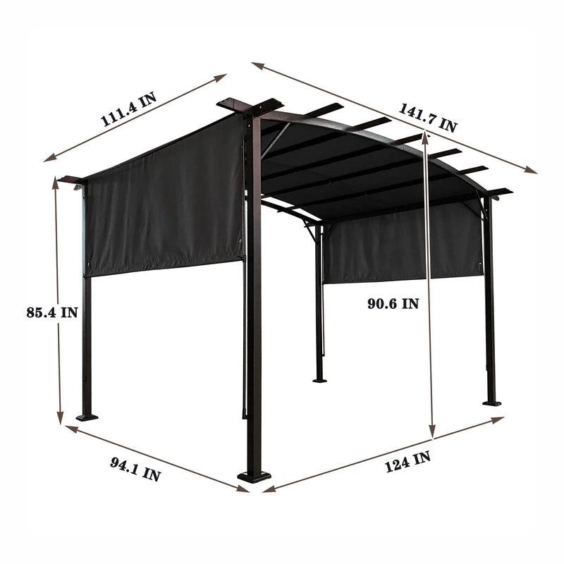 12 x 9 Ft Outdoor Pergola Patio Gazebo,Retractable Shade Canopy,Steel Frame Grape Gazebo,Sun shelter Pergola for Gardens,Terraces,Backyard