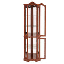 Corner Curio Cabinet With Lights, Adjustable Shelves, Mirrored Back - Walnut