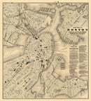 Vintage Map of Boston, Massachusetts 1884