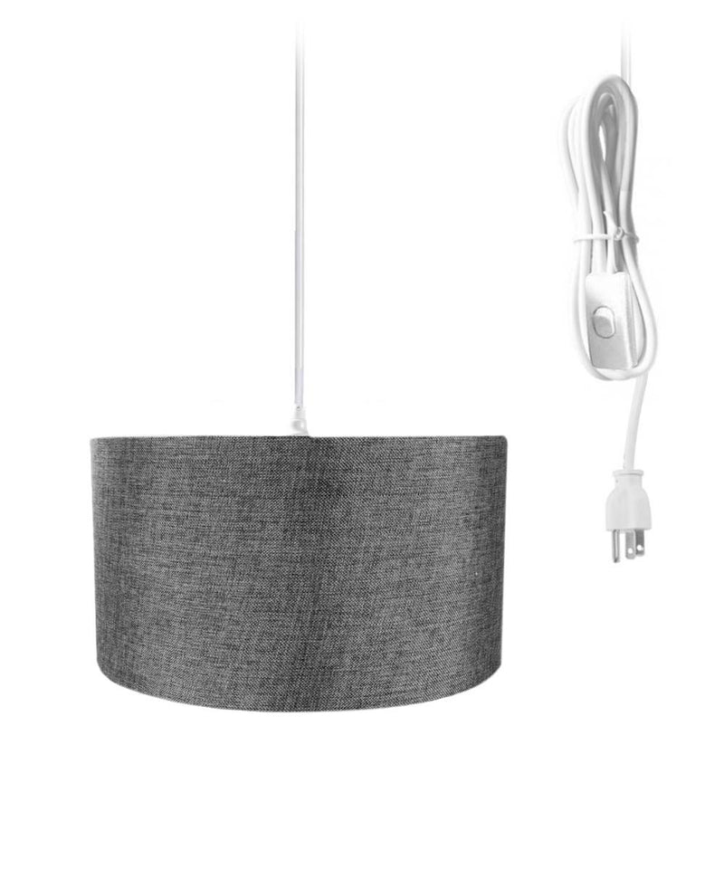 1-Light Plug In Swag Pendant Ceiling Light Granite Grey Shade