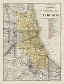 Vintage Map of Chicago, Illinois 1924