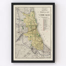 Vintage Map of Chicago, Illinois 1924