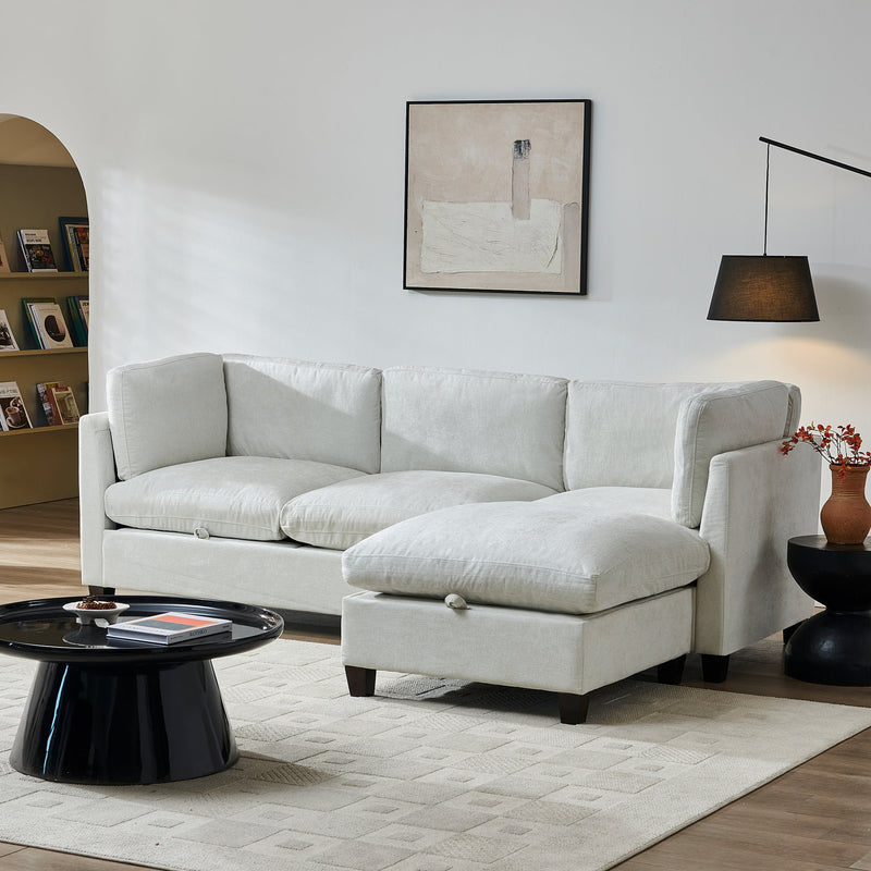 96.5" Sectional Couch for Living Room, Upholstered Soft Chenille Fabric Sofa, photo 5 of 10