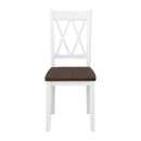 6-piece Wooden Kitchen Table set, Farmhouse Rustic Dining Table set with Cross Back 4 Chairs and Bench, White+Cherry