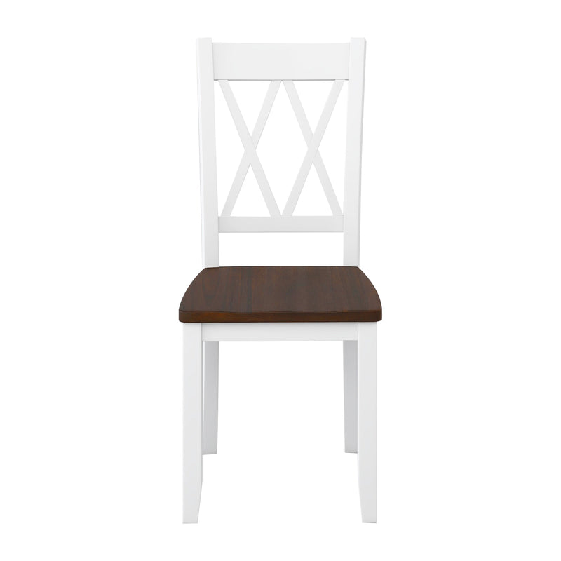 6-piece Wooden Kitchen Table set, Farmhouse Rustic Dining Table set with Cross Back 4 Chairs and Bench, White+Cherry