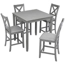5 Piece Dining Table Set, Wooden Dining Square Table Set For 4 by HouseOfZazla