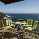 4 Piece Set Of Modern Striped Single Chairs With Folding Square Table