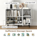 42 Inch Sideboard Buffet Cabinet Kitchen with Adjustable Shelves-White by LJGDeals