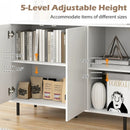 42 Inch Sideboard Buffet Cabinet Kitchen with Adjustable Shelves-White by LJGDeals