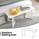 42 Inch Modern Entryway Bench Long Dining Bench with Rubber Wood Legs-White by LJGDeals