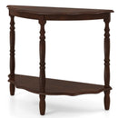 42 Inch Half Moon Console Table with Shelf and Rubber Wood Legs-Espresso by LJGDeals