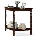 42 Inch Half Moon Console Table with Shelf and Rubber Wood Legs-Espresso by LJGDeals