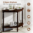 42 Inch Half Moon Console Table with Shelf and Rubber Wood Legs-Espresso by DirectDeals