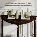 42 Inch Half Moon Console Table with Shelf and Rubber Wood Legs-Espresso by DirectDeals