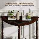 42 Inch Half Moon Console Table with Shelf and Rubber Wood Legs-Espresso by LJGDeals