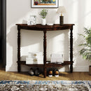 42 Inch Half Moon Console Table with Shelf and Rubber Wood Legs-Espresso by DirectDeals