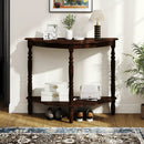 42 Inch Half Moon Console Table with Shelf and Rubber Wood Legs-Espresso by LJGDeals