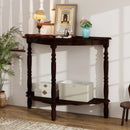 42 Inch Half Moon Console Table with Shelf and Rubber Wood Legs-Espresso by LJGDeals