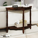 42 Inch Half Moon Console Table with Shelf and Rubber Wood Legs-Espresso by LJGDeals