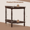 42 Inch Half Moon Console Table with Shelf and Rubber Wood Legs-Espresso by LJGDeals