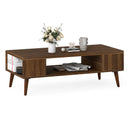 42 Inch Mid Century Modern Coffee Table Rectangular with Open Compartment-Walnut by LJGDeals