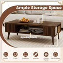 42 Inch Mid Century Modern Coffee Table Rectangular with Open Compartment-Walnut by LJGDeals