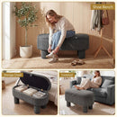 42 Inch Storage Ottoman Bench Corduroy Fabric Upholstered Foot Stool by LJGDeals