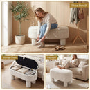42 Inch Storage Ottoman Bench Corduroy Fabric Upholstered Foot Stool by LJGDeals