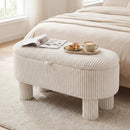 42 Inch Storage Ottoman Bench Corduroy Fabric Upholstered Foot Stool by LJGDeals