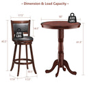 42 Inch Wooden Round Pub Pedestal Side Table with Chessboard by LJGDeals