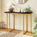42 Inches Modern Faux Marble Entryway Table with Geometric Metal Frame by LJGDeals